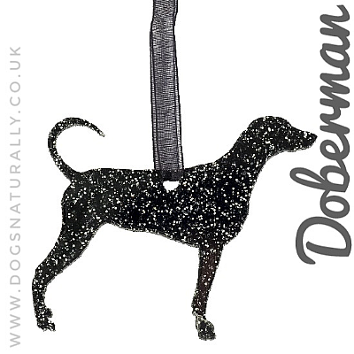 Dobermann (Natural) Dog Breed Glitter Decoration (Choose from 11 colours or a Mix)